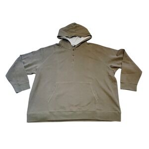 Lands' End Men's Big & Tall 4XL Waffle-Knit Henley Hoodie Olive Green F22